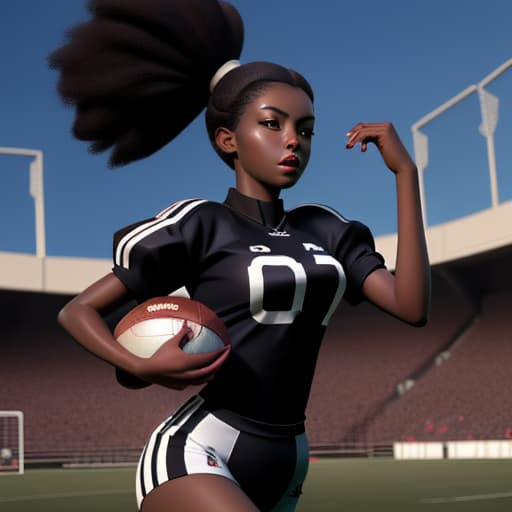  A black beauty lady playing football