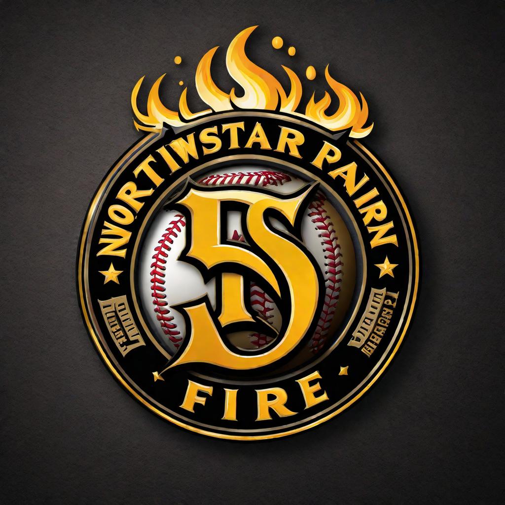  A dynamic and vibrant logo or image for the Northwest Rankin Fire Gold baseball team, featuring flames, gold accents, and baseball imagery. Elements to include could be a roaring fire, a baseball bat, a baseball, and the team name 'Northwest Rankin Fire Gold' prominently displayed. The overall style should be bold, energetic, and sporty. hyperrealistic, full body, detailed clothing, highly detailed, cinematic lighting, stunningly beautiful, intricate, sharp focus, f/1. 8, 85mm, (centered image composition), (professionally color graded), ((bright soft diffused light)), volumetric fog, trending on instagram, trending on tumblr, HDR 4K, 8K