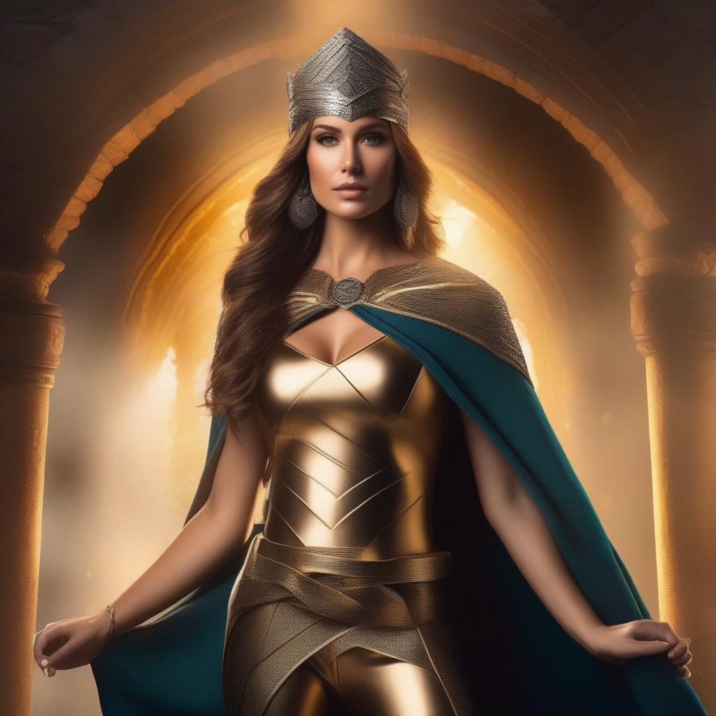  Beautiful female, youg human that's a Christian healer The young woman is a superhero in the middle ages , she likes to wear black and golden bodysuit with boots, ((masterpiece)), best quality, very detailed, high resolution, sharp, sharp image, extremely detailed, 4k, 8k