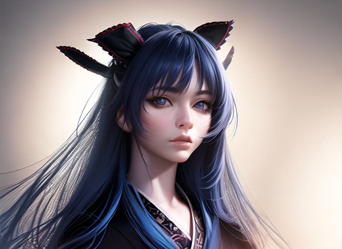  With blue hair, long hair, kimono, dark personality, ribbon, (Masterpiece, BestQuality:1.3), (ultra detailed:1.2), (hyperrealistic:1.3), (RAW photo:1.2),High detail RAW color photo, professional photograph, (Photorealistic:1.4), (realistic:1.4), ,professional lighting, (japanese), beautiful face, (realistic face)