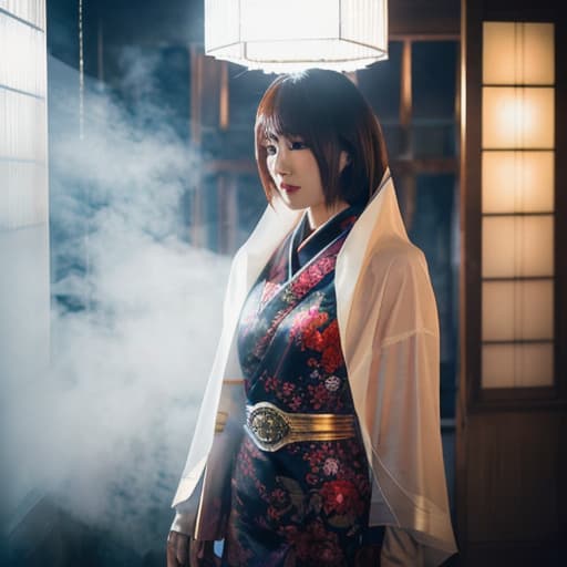  A beautiful Japanese girl hyperrealistic, full body, detailed clothing, highly detailed, cinematic lighting, stunningly beautiful, intricate, sharp focus, f/1. 8, 85mm, (centered image composition), (professionally color graded), ((bright soft diffused light)), volumetric fog, trending on instagram, trending on tumblr, HDR 4K, 8K