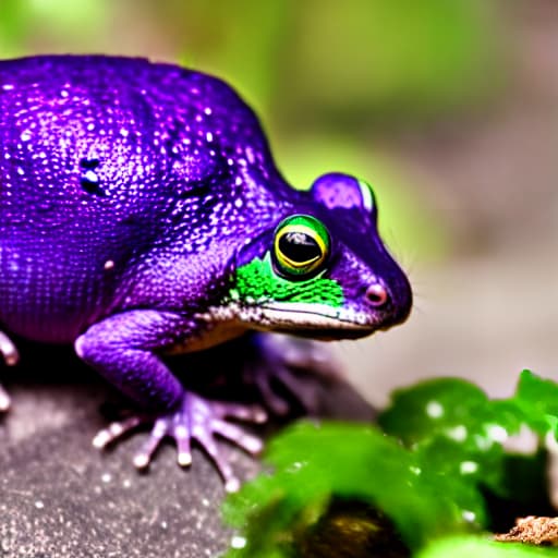  purple rat and green toad