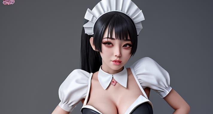  cute Maid on her knees, skimpy outfit, ahegao face, realistic detail