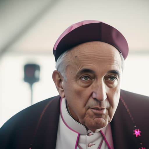  Beautiful photography of Catholic Pope, wearing a pink cassock, playing rock guitar at a rock concert, hyper realistic photography, cinematic, hyper detailed, UHD, color correction, hdr, color grading, hyper realistic CG animation, taken using a Canon EOS R camera with a 50mm f/1.8 lens, f/2.2 aperture, shutter speed 1/200s, ISO 100 hyperrealistic, full body, detailed clothing, highly detailed, cinematic lighting, stunningly beautiful, intricate, sharp focus, f/1. 8, 85mm, (centered image composition), (professionally color graded), ((bright soft diffused light)), volumetric fog, trending on instagram, trending on tumblr, HDR 4K, 8K