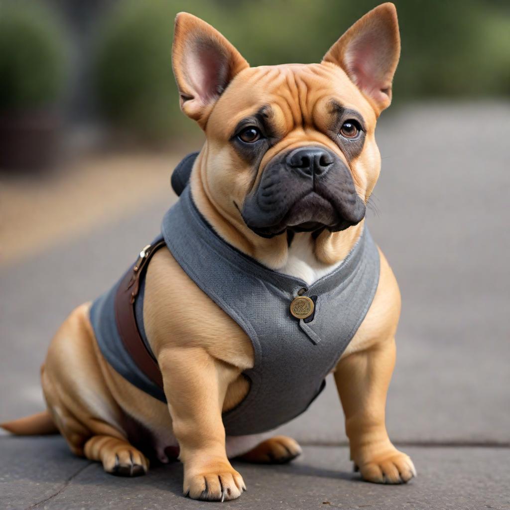  Draw a little overweight dog named Cash with one folded ear, a short nose, and an appearance almost like a pitbull with one shaky leg. Make Cash look friendly and endearing in the image. hyperrealistic, full body, detailed clothing, highly detailed, cinematic lighting, stunningly beautiful, intricate, sharp focus, f/1. 8, 85mm, (centered image composition), (professionally color graded), ((bright soft diffused light)), volumetric fog, trending on instagram, trending on tumblr, HDR 4K, 8K