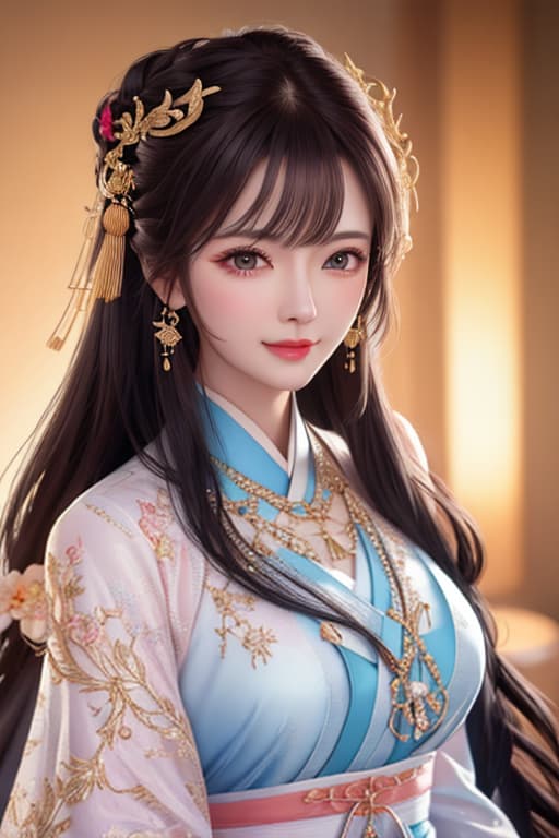  best quality, masterpiece, highres, 1girl,blush,(seductive smile:0.8),star shaped pupils,china hanfu,hair ornament,necklace, jewelry,Beautiful face,upon body, tyndall effect,photorealistic, dark studio, rim lighting, two tone lighting,(high detailed skin:1.2), 8k uhd, dslr, soft lighting, high quality, volumetric lighting, candid, Photograph, high resolution, 4k, 8k, Bokeh hyperrealistic, full body, detailed clothing, highly detailed, cinematic lighting, stunningly beautiful, intricate, sharp focus, f/1. 8, 85mm, (centered image composition), (professionally color graded), ((bright soft diffused light)), volumetric fog, trending on instagram, trending on tumblr, HDR 4K, 8K