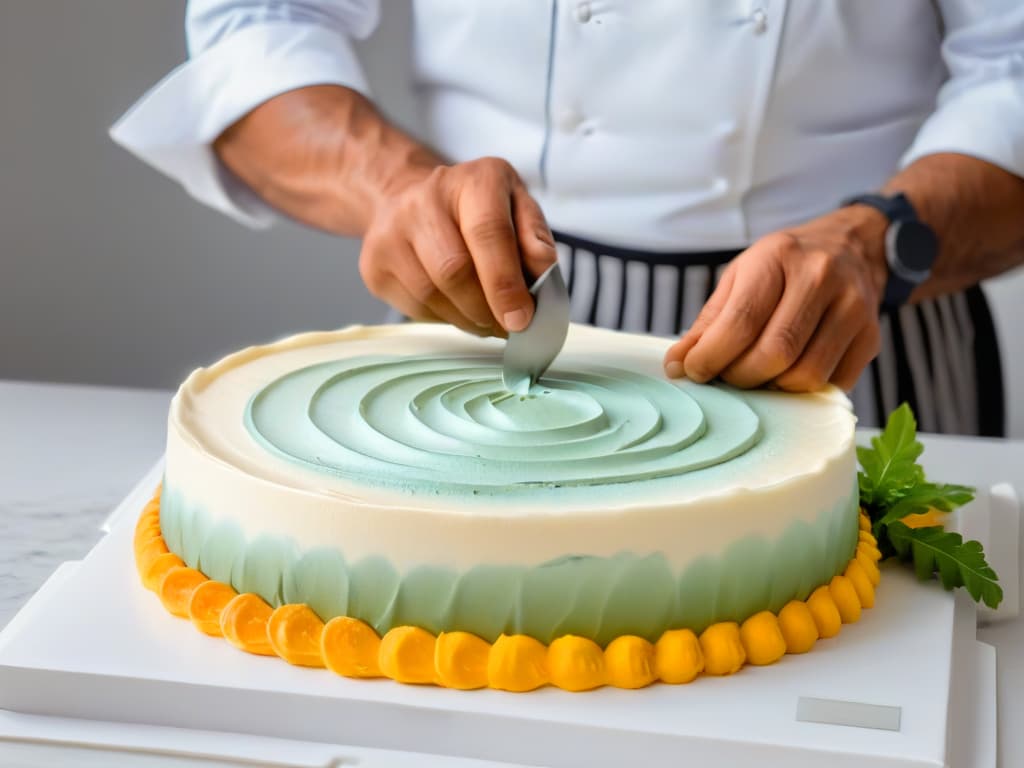  A closeup, ultradetailed image of a chef's hands expertly piping intricate designs on a delicate pastry, showcasing precision and skill in a minimalist, highdefinition style. hyperrealistic, full body, detailed clothing, highly detailed, cinematic lighting, stunningly beautiful, intricate, sharp focus, f/1. 8, 85mm, (centered image composition), (professionally color graded), ((bright soft diffused light)), volumetric fog, trending on instagram, trending on tumblr, HDR 4K, 8K