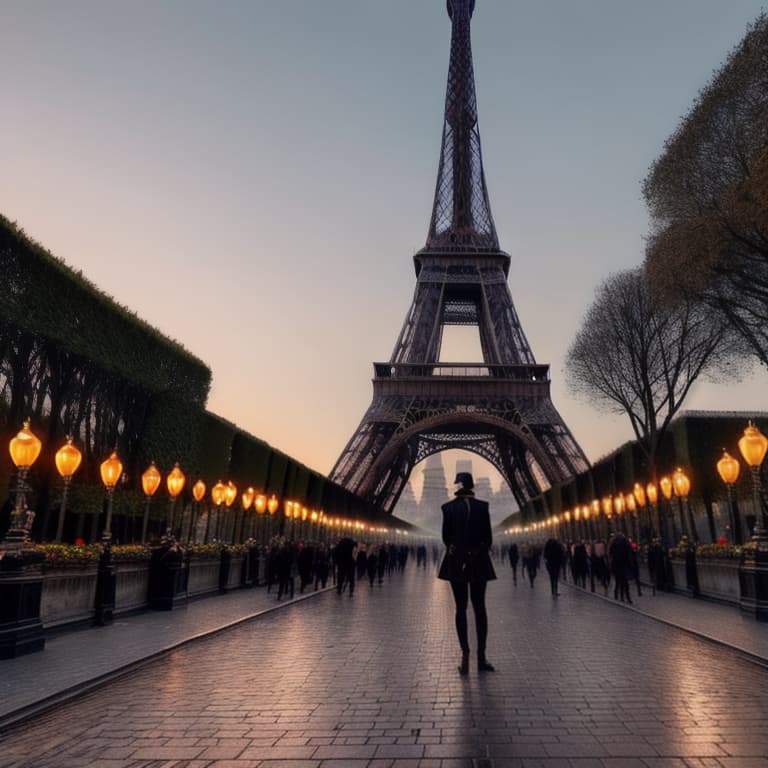  landscape eiffel tower halloween hyperrealistic, full body, detailed clothing, highly detailed, cinematic lighting, stunningly beautiful, intricate, sharp focus, f/1. 8, 85mm, (centered image composition), (professionally color graded), ((bright soft diffused light)), volumetric fog, trending on instagram, trending on tumblr, HDR 4K, 8K