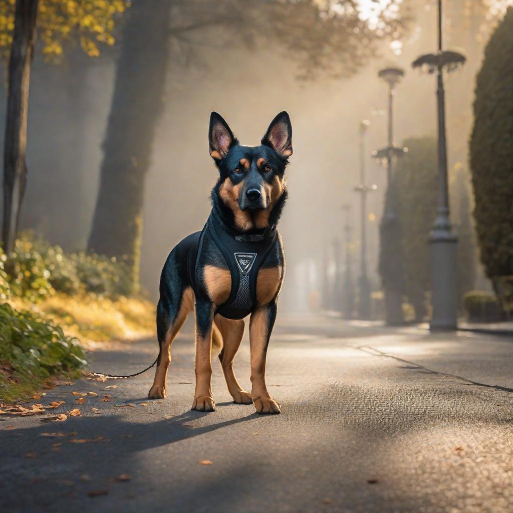  Perro hyperrealistic, full body, detailed clothing, highly detailed, cinematic lighting, stunningly beautiful, intricate, sharp focus, f/1. 8, 85mm, (centered image composition), (professionally color graded), ((bright soft diffused light)), volumetric fog, trending on instagram, trending on tumblr, HDR 4K, 8K