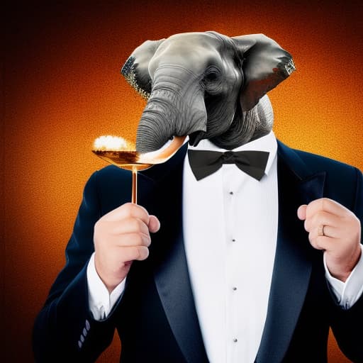 portrait+ style An elephant wearing an elegant tuxedo in a fancy bar