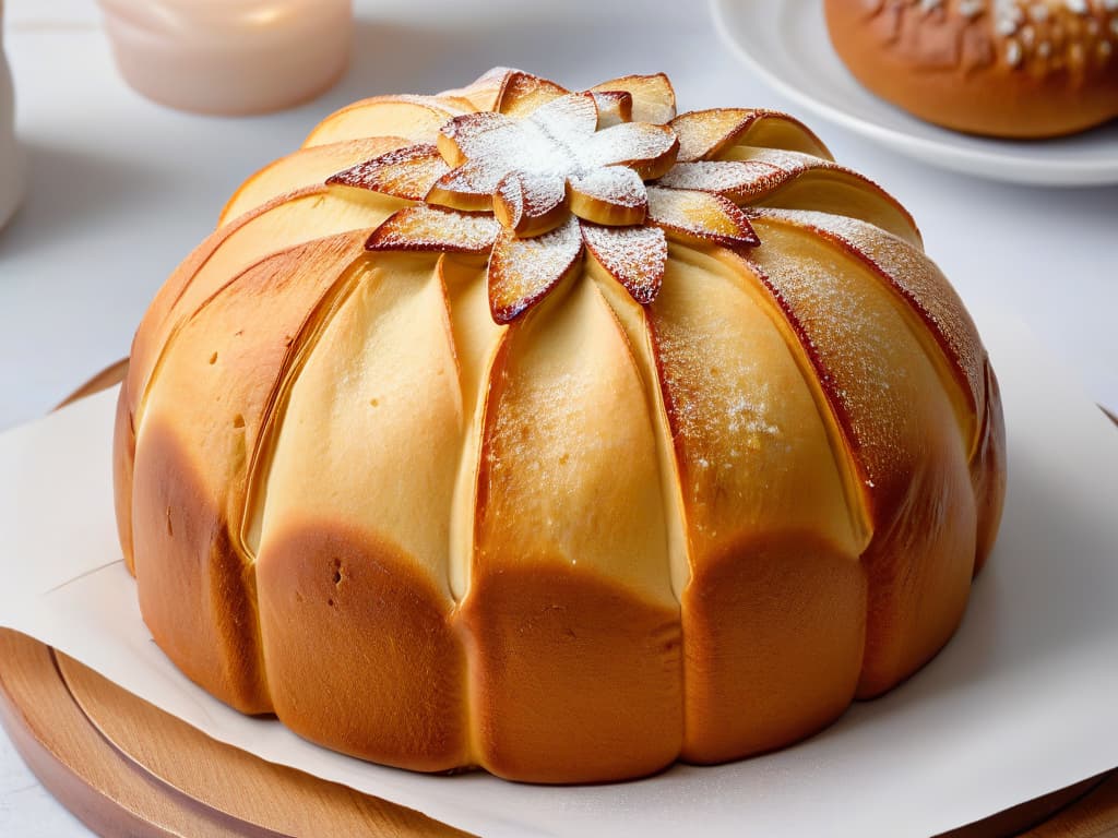  A closeup, ultradetailed image of a freshly baked concha, a traditional Mexican sweet bread, with a perfectly goldenbrown crust adorned with the classic shelllike pattern on top. The texture of the bread looks soft and fluffy, showing intricate details of the sugar topping and the contrast between the slightly crispy exterior and the soft interior. The lighting is focused to highlight the bread's texture, creating a mouthwatering and appetizing visual that perfectly captures the essence of Mexican pan dulce. hyperrealistic, full body, detailed clothing, highly detailed, cinematic lighting, stunningly beautiful, intricate, sharp focus, f/1. 8, 85mm, (centered image composition), (professionally color graded), ((bright soft diffused light)), volumetric fog, trending on instagram, trending on tumblr, HDR 4K, 8K