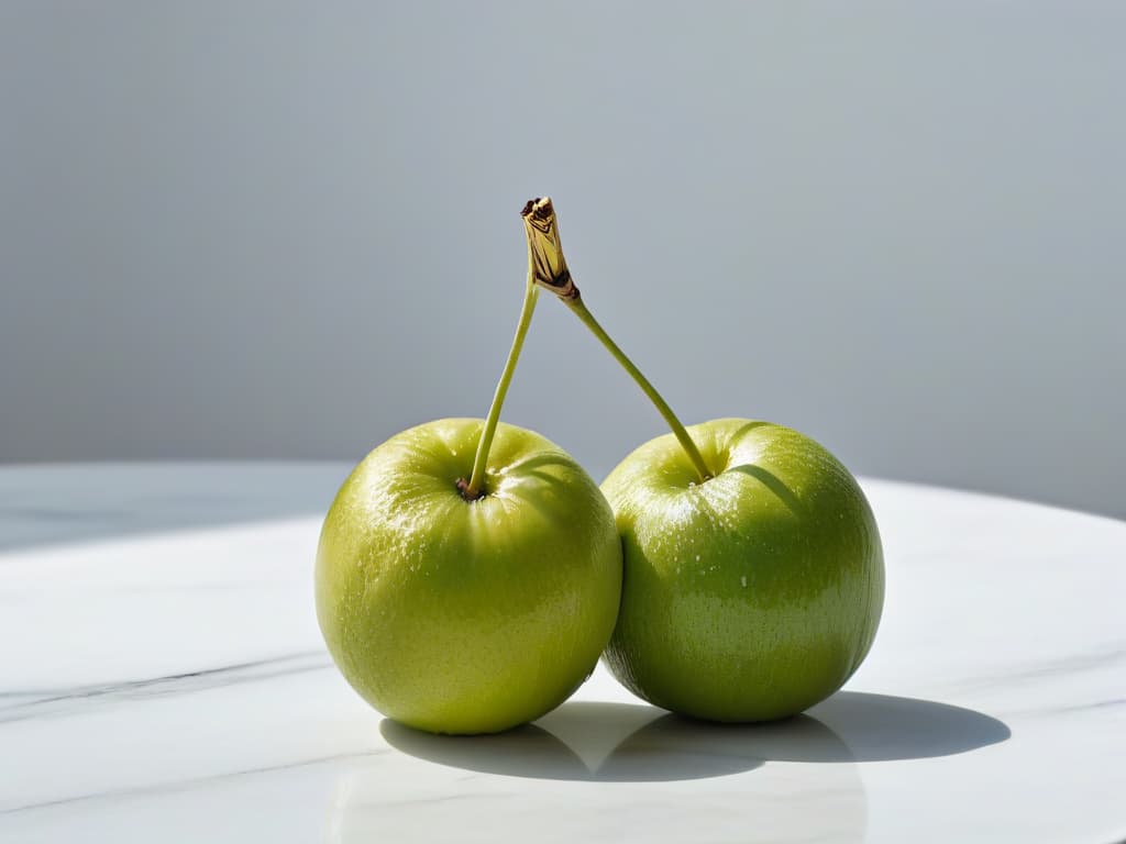  An ultradetailed closeup image of a delicate monk fruit sitting on a pristine white marble countertop. The focus is on the intricate texture of the fruit's surface, showcasing its natural imperfections and tiny, intricate details like the stem and ridges. The lighting is soft and natural, emphasizing the fruit's purity and elegance, while the background remains blurred to keep the minimalist aesthetic. This image captures the essence of monk fruit's simplicity and sophistication, perfectly complementing the informative and professional tone of the article on using this zerocalorie sweetener in baking. hyperrealistic, full body, detailed clothing, highly detailed, cinematic lighting, stunningly beautiful, intricate, sharp focus, f/1. 8, 85mm, (centered image composition), (professionally color graded), ((bright soft diffused light)), volumetric fog, trending on instagram, trending on tumblr, HDR 4K, 8K