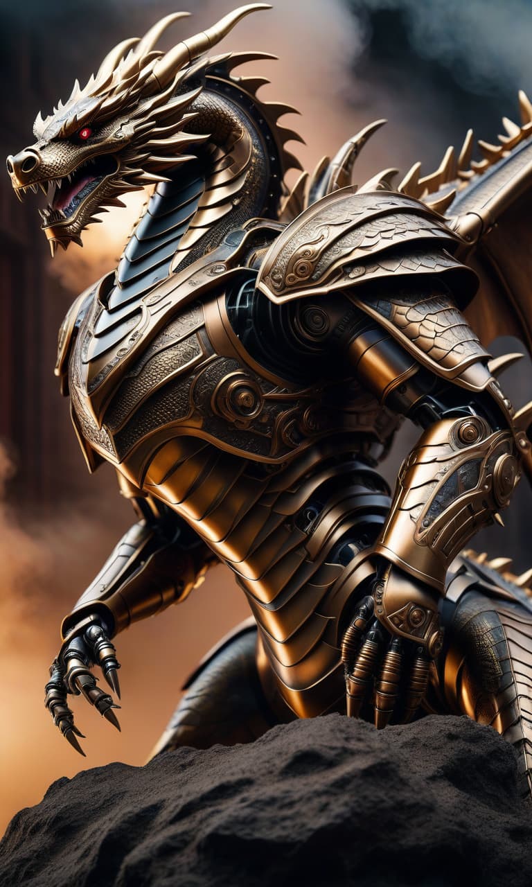  A huge bronze dragon robot in full size. hyperrealistic, full body, detailed clothing, highly detailed, cinematic lighting, stunningly beautiful, intricate, sharp focus, f/1. 8, 85mm, (centered image composition), (professionally color graded), ((bright soft diffused light)), volumetric fog, trending on instagram, trending on tumblr, HDR 4K, 8K