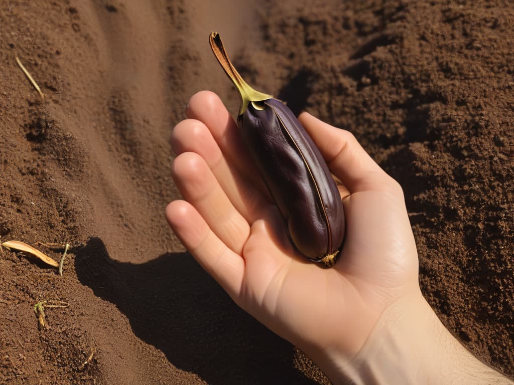  A closeup, ultradetailed image of a hand holding a ripe vanilla bean pod against a soft, blurred background of muted earth tones. The bean is split open, showcasing its tiny, fragrant seeds spilling out, glistening in the light. The intricate details of the pod's texture, the seeds, and the play of shadows and light create a visually captivating and minimalistic composition that evokes a sense of natural beauty and culinary artistry. hyperrealistic, full body, detailed clothing, highly detailed, cinematic lighting, stunningly beautiful, intricate, sharp focus, f/1. 8, 85mm, (centered image composition), (professionally color graded), ((bright soft diffused light)), volumetric fog, trending on instagram, trending on tumblr, HDR 4K, 8K