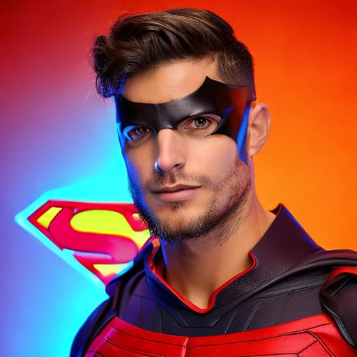 portrait+ style dc superhero queer brunette hunk dude face