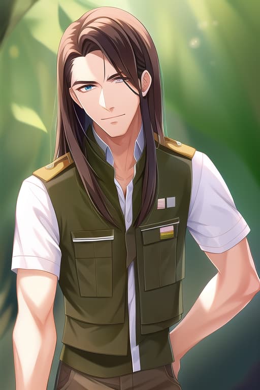  (adult:1.4), Adventurous, Explorer, Daring, Long Locks, Cargo Pants, Safari Vest, masterpiece, (detailed face), (detailed clothes), f/1.4, ISO 200, 1/160s, 4K, unedited, symmetrical balance, in-framemasterpiece, perfect lighting, (handsome face), (detailed face), (detailed clothes), (((man))), (male), 4K, ultrarealistic, unedited, symmetrical balance, in-frame