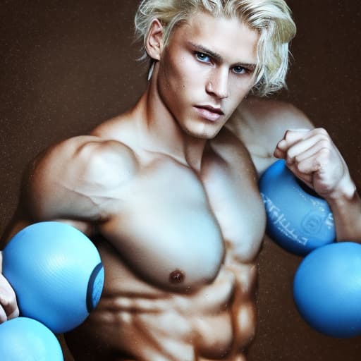 portrait+ style Russian queer fitness model blonde hunk dude face