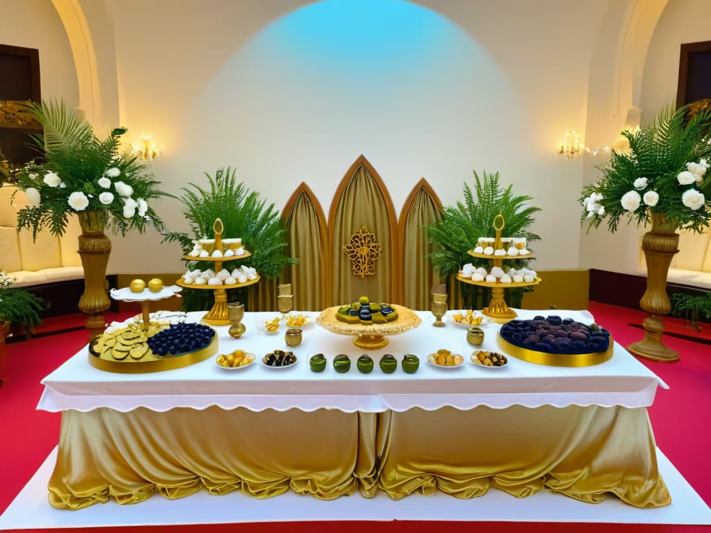  An ultradetailed image of a beautifully set dessert table inspired by the Last Supper, featuring decadent and historically accurate desserts such as honey cakes, figs, olives, and wine in ornate goblets. The table is adorned with intricate tableware and drapery, creating a visually stunning and historically rich scene that captures the essence of the iconic Last Supper. hyperrealistic, full body, detailed clothing, highly detailed, cinematic lighting, stunningly beautiful, intricate, sharp focus, f/1. 8, 85mm, (centered image composition), (professionally color graded), ((bright soft diffused light)), volumetric fog, trending on instagram, trending on tumblr, HDR 4K, 8K