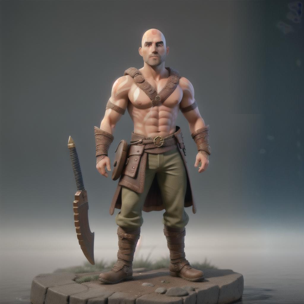  God of war hyperrealistic, full body, detailed clothing, highly detailed, cinematic lighting, stunningly beautiful, intricate, sharp focus, f/1. 8, 85mm, (centered image composition), (professionally color graded), ((bright soft diffused light)), volumetric fog, trending on instagram, trending on tumblr, HDR 4K, 8K