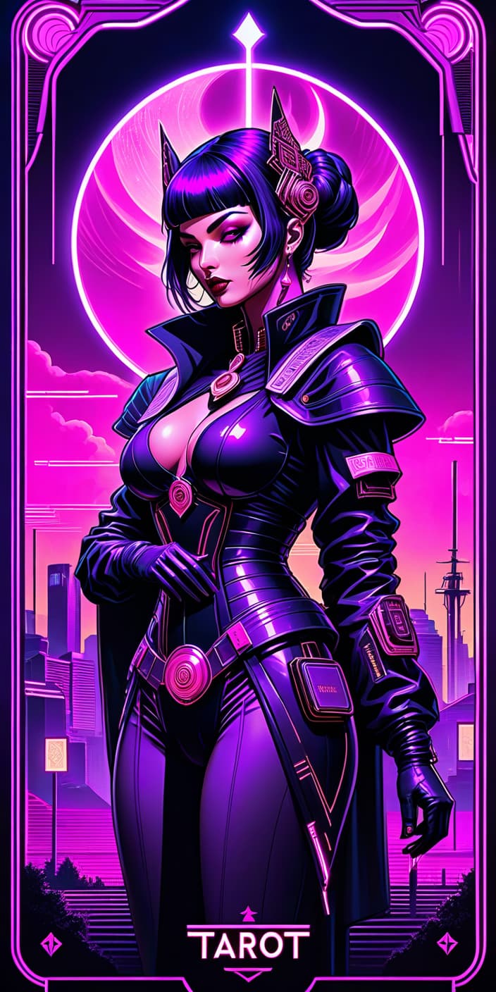  neonpunk style Tarot Card, Poverty . cyberpunk, vaporwave, neon, vibes, vibrant, stunningly beautiful, crisp, detailed, sleek, ultramodern, magenta highlights, dark purple shadows, high contrast, cinematic, ultra detailed, intricate, professional hyperrealistic, full body, detailed clothing, highly detailed, cinematic lighting, stunningly beautiful, intricate, sharp focus, f/1. 8, 85mm, (centered image composition), (professionally color graded), ((bright soft diffused light)), volumetric fog, trending on instagram, trending on tumblr, HDR 4K, 8K