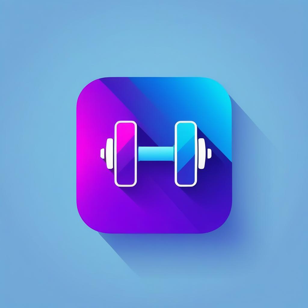  rounded edges square mobile app logo design, flat vector, minimalistic, icon of a dumbbell