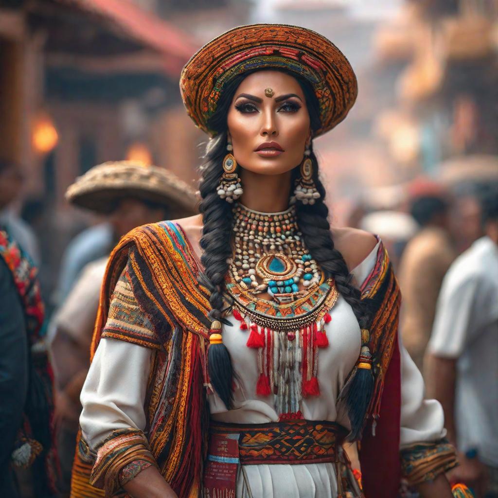  Peru 2070 hyperrealistic, full body, detailed clothing, highly detailed, cinematic lighting, stunningly beautiful, intricate, sharp focus, f/1. 8, 85mm, (centered image composition), (professionally color graded), ((bright soft diffused light)), volumetric fog, trending on instagram, trending on tumblr, HDR 4K, 8K