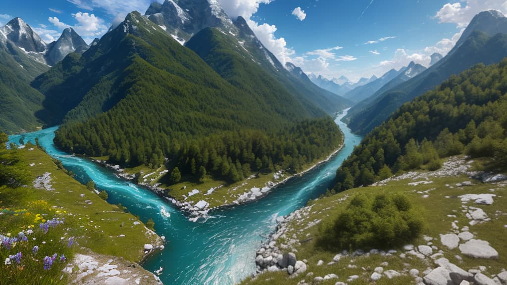  masterpiece, best quality, (fidelity:1.4), best quality, masterpiece, ultra high resolution, 8k resolution, Wuzhishan, alpine forest, open sky, river, blue sky and white clouds