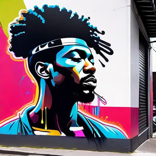  graffiti style Impactful composition, dripping neon heat splash paint across the shape of a Side view of black man face with afro hair, realistic , high detail, white background. body shoot . street art, vibrant, urban, detailed, tag, mural hyperrealistic, full body, detailed clothing, highly detailed, cinematic lighting, stunningly beautiful, intricate, sharp focus, f/1. 8, 85mm, (centered image composition), (professionally color graded), ((bright soft diffused light)), volumetric fog, trending on instagram, trending on tumblr, HDR 4K, 8K