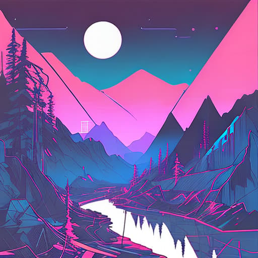 nvinkpunk Whimsical mountains and river