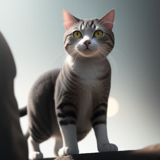  cat hyperrealistic, full body, detailed clothing, highly detailed, cinematic lighting, stunningly beautiful, intricate, sharp focus, f/1. 8, 85mm, (centered image composition), (professionally color graded), ((bright soft diffused light)), volumetric fog, trending on instagram, trending on tumblr, HDR 4K, 8K