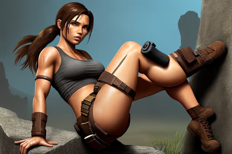  Character Lara Croft wearing only her leg gun holsters