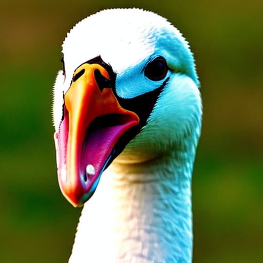  Adult Swan head with open beak and tongue