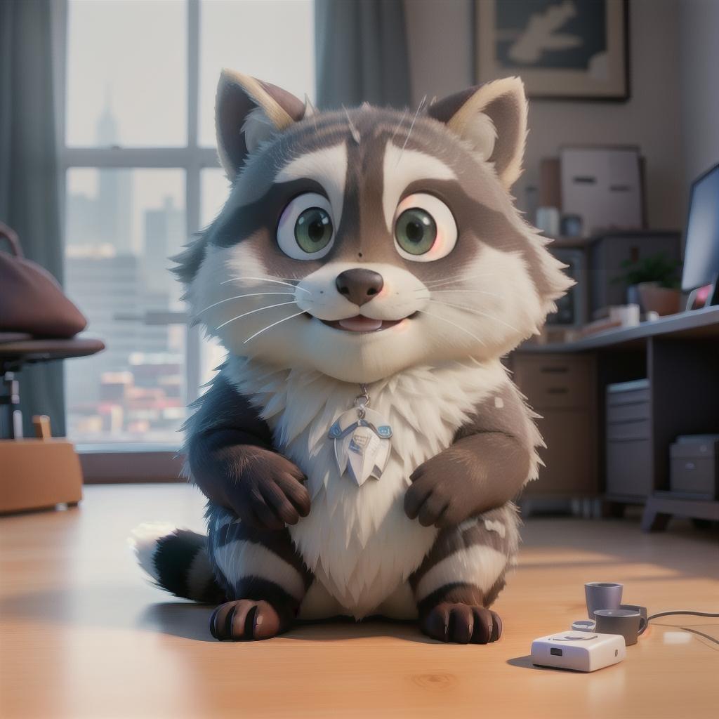  raccoon sitting in gaming chair front a computer on desktop, ((semi anthropomorphic)),(full body), tail, belly, sitting, fat, (chubby), (((white background))), solo, desktop, gaming chair, side view,  [[[clothes]]] hyperrealistic, full body, detailed clothing, highly detailed, cinematic lighting, stunningly beautiful, intricate, sharp focus, f/1. 8, 85mm, (centered image composition), (professionally color graded), ((bright soft diffused light)), volumetric fog, trending on instagram, trending on tumblr, HDR 4K, 8K