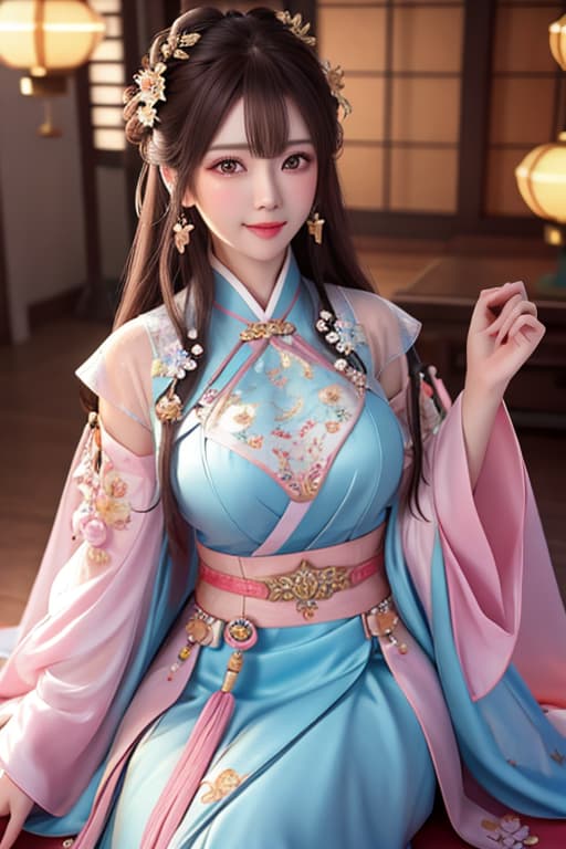  best quality, masterpiece, highres, 1girl,blush,(seductive smile:0.8),star shaped pupils,china hanfu,hair ornament,necklace, jewelry,Beautiful face,upon body, tyndall effect,photorealistic, dark studio, rim lighting, two tone lighting,(high detailed skin:1.2), 8k uhd, dslr, soft lighting, high quality, volumetric lighting, candid, Photograph, high resolution, 4k, 8k, Bokeh hyperrealistic, full body, detailed clothing, highly detailed, cinematic lighting, stunningly beautiful, intricate, sharp focus, f/1. 8, 85mm, (centered image composition), (professionally color graded), ((bright soft diffused light)), volumetric fog, trending on instagram, trending on tumblr, HDR 4K, 8K