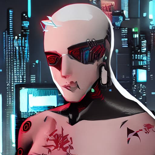  Digital tatoos of cyberpunk man
