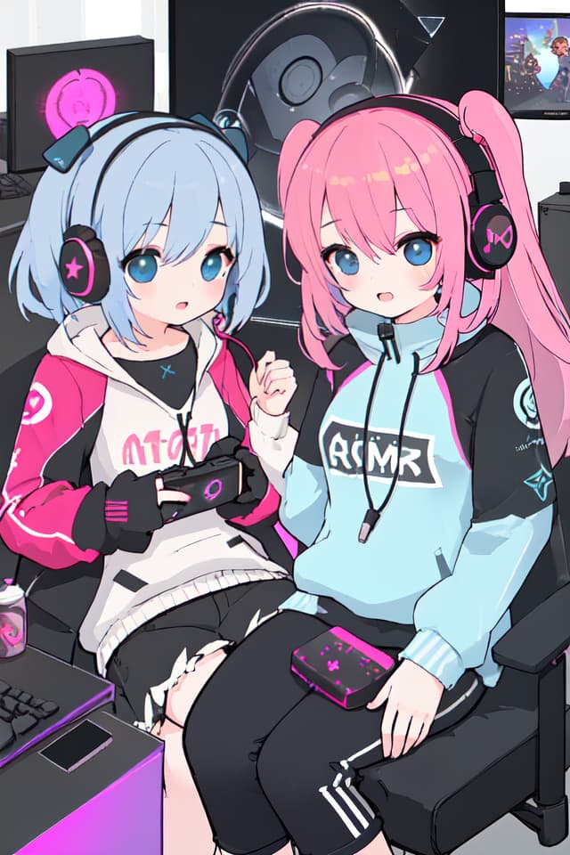  Girls, gamers, professional components, games, headphones, cute