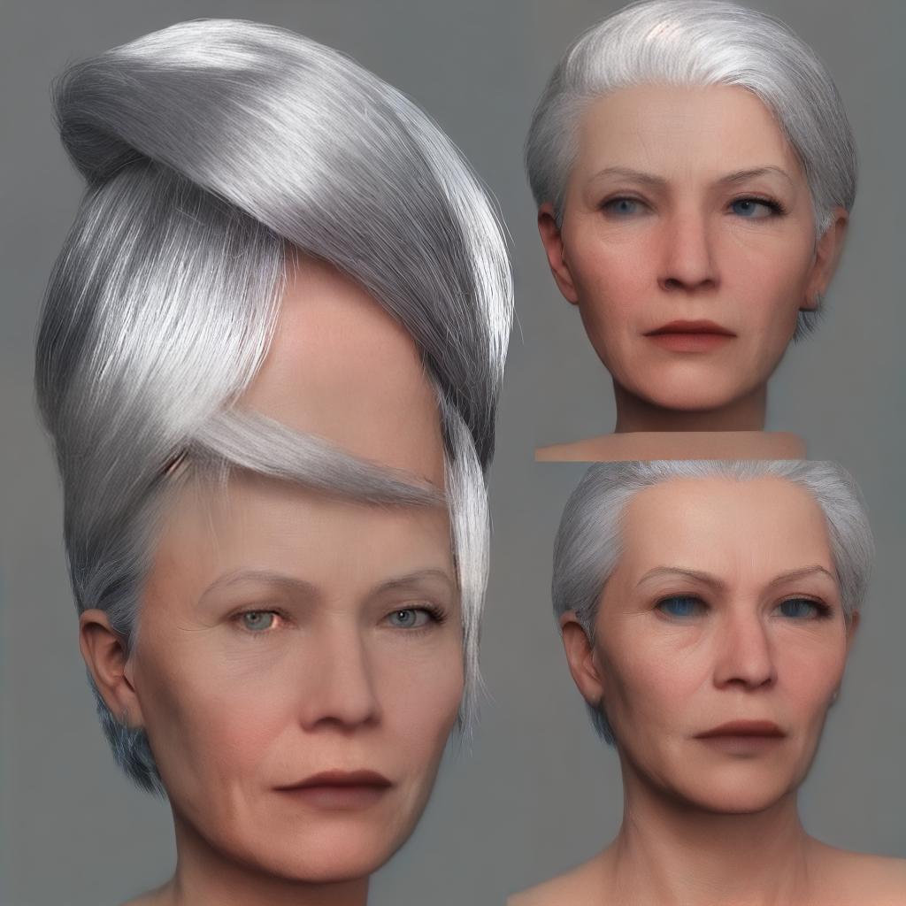redshift style woman with silver hair