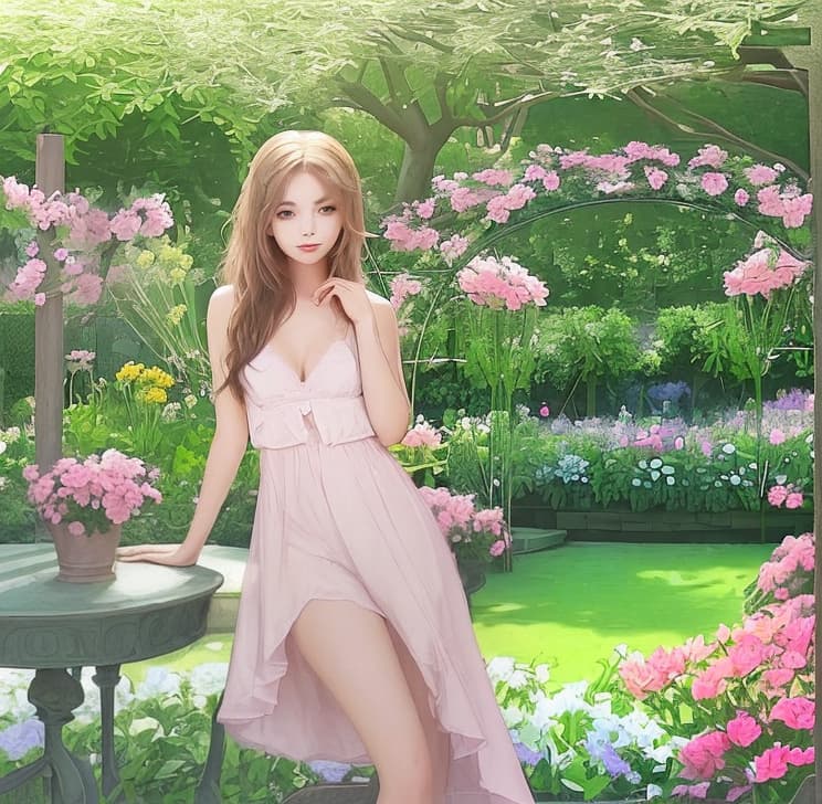  a beautiful girl and dream garden