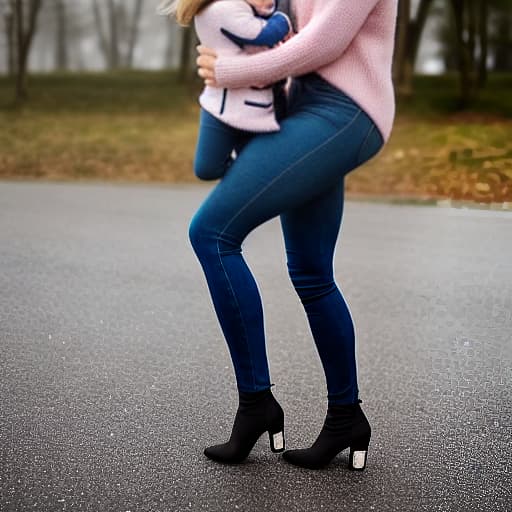  short nerd with a baby daughter hyperrealistic, full body, detailed clothing, highly detailed, cinematic lighting, stunningly beautiful, intricate, sharp focus, f/1. 8, 85mm, (centered image composition), (professionally color graded), ((bright soft diffused light)), volumetric fog, trending on instagram, trending on tumblr, HDR 4K, 8K