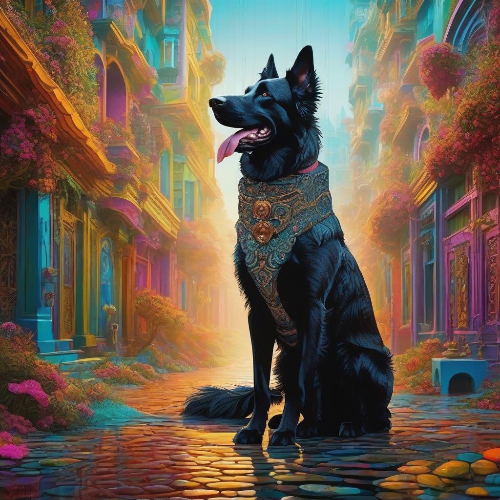  stacked papercut art of Pop surrealism, Dartagnan the dog from the Musketeers dog cartoon, oil painting, highly detailed image with double exposure and overlay of textures and layers. Distant background. Gorgeous, saturated. Background of bright, super bright colors, shades and tones: surreal abstractionism. Use of the entire color palette. Subtle patterns of mysticism and magic. Stylistics: neorococo, fantasy abstraction, surrealism, mystery. High quality. . 3D, layered, dimensional, depth, precision cut, stacked layers, papercut, high contrast hyperrealistic, full body, detailed clothing, highly detailed, cinematic lighting, stunningly beautiful, intricate, sharp focus, f/1. 8, 85mm, (centered image composition), (professionally color graded), ((bright soft diffused light)), volumetric fog, trending on instagram, trending on tumblr, HDR 4K, 8K