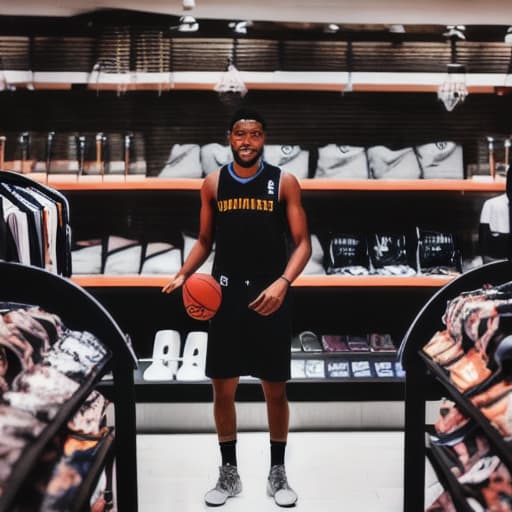  Black basketball player in a store