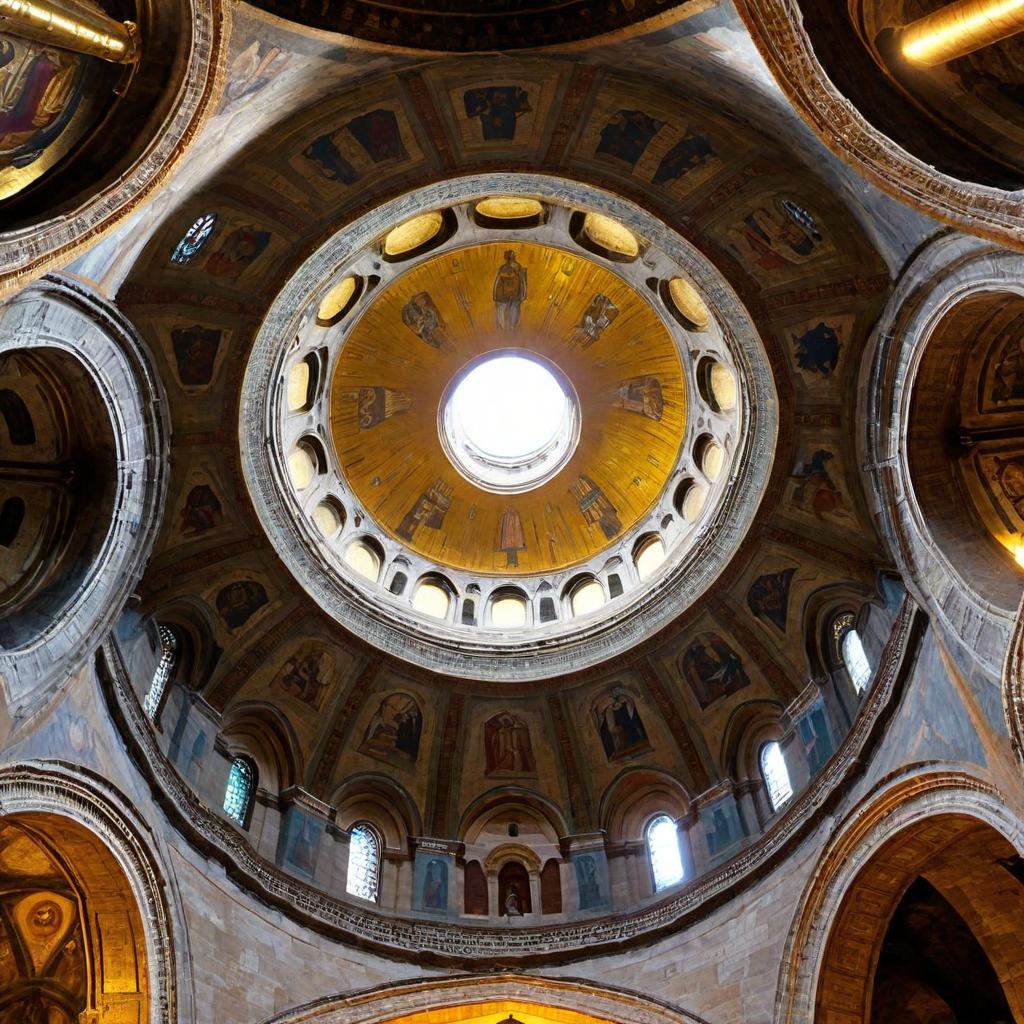  The Anastasis, also known as the Church of the Resurrection, located within the Church of the Holy Sepulchre in Jerusalem. The Edicule, a small, ornately decorated chapel-like structure that houses the tomb of Jesus Christ, is in the center, surrounded by the Rotunda. Above, a large dome, allowing light to stream in and flood the area with a divine glow, symbolizing heavenly illumination. Pilgrims from around the world are depicted in reverence and prayer, some waiting in a queue to enter the Edicule. The architecture is detailed, showing the richness of the various religious traditions that share this holy site. hyperrealistic, full body, detailed clothing, highly detailed, cinematic lighting, stunningly beautiful, intricate, sharp focus, f/1. 8, 85mm, (centered image composition), (professionally color graded), ((bright soft diffused light)), volumetric fog, trending on instagram, trending on tumblr, HDR 4K, 8K