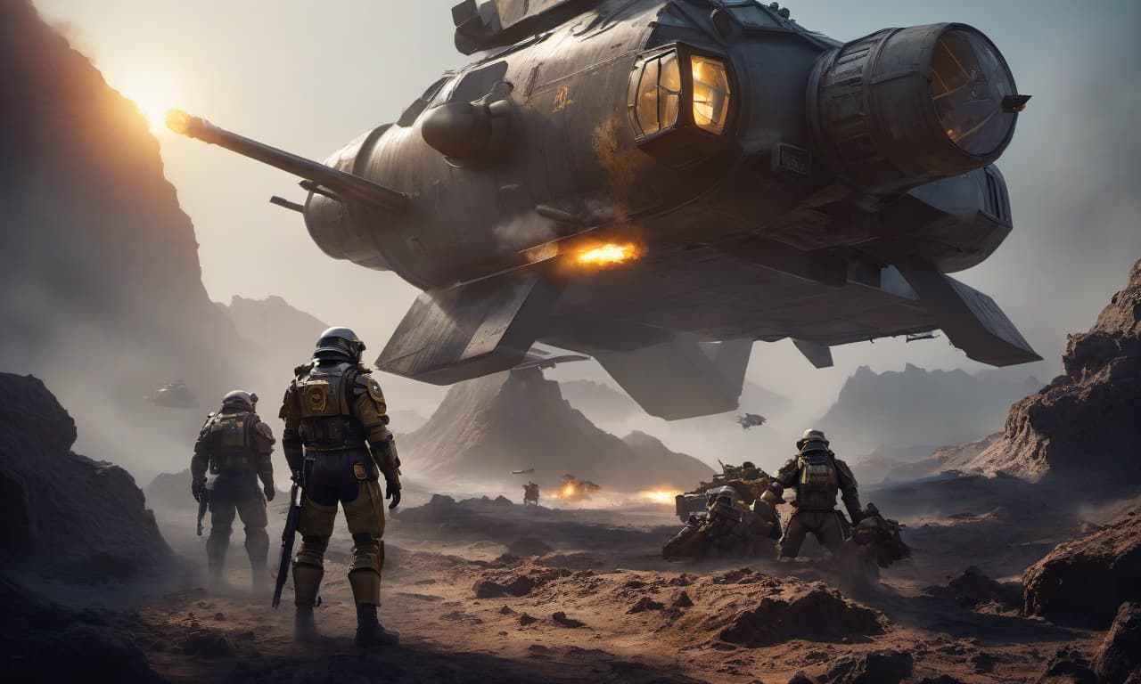  HELLDIVERS ART hyperrealistic, full body, detailed clothing, highly detailed, cinematic lighting, stunningly beautiful, intricate, sharp focus, f/1. 8, 85mm, (centered image composition), (professionally color graded), ((bright soft diffused light)), volumetric fog, trending on instagram, trending on tumblr, HDR 4K, 8K