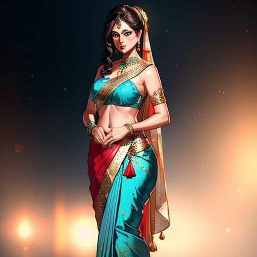  a girl wearing saree. hyperrealistic, full body, detailed clothing, highly detailed, cinematic lighting, stunningly beautiful, intricate, sharp focus, f/1. 8, 85mm, (centered image composition), (professionally color graded), ((bright soft diffused light)), volumetric fog, trending on instagram, trending on tumblr, HDR 4K, 8K