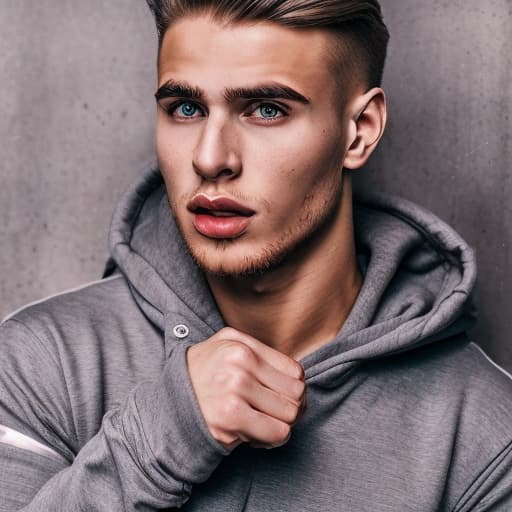 portrait+ style russian queer fitness model blonde very cute dude face