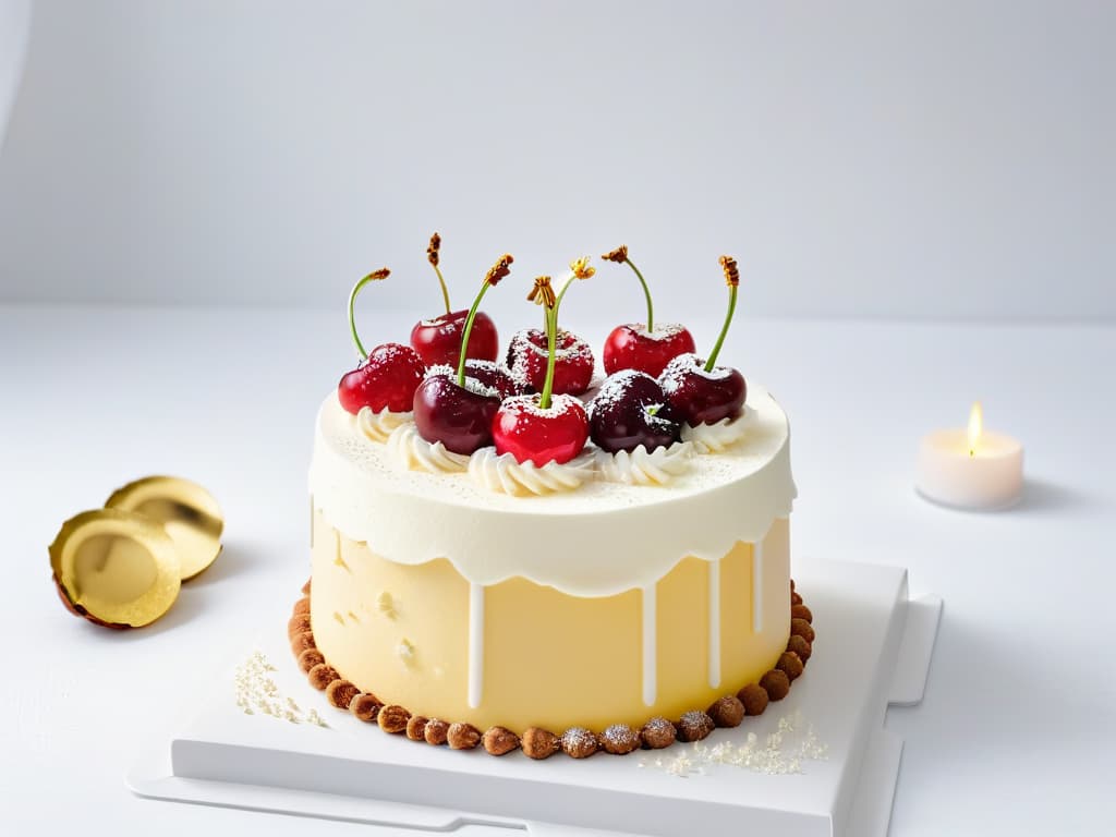  A minimalist, ultradetailed image of a slice of Mary Poppinsinspired flying cake suspended midair, adorned with whimsical decorations like floating cherries, sugar stars, and edible glitter, set against a pristine white background to emphasize the magic and nostalgia of the iconic dessert. hyperrealistic, full body, detailed clothing, highly detailed, cinematic lighting, stunningly beautiful, intricate, sharp focus, f/1. 8, 85mm, (centered image composition), (professionally color graded), ((bright soft diffused light)), volumetric fog, trending on instagram, trending on tumblr, HDR 4K, 8K