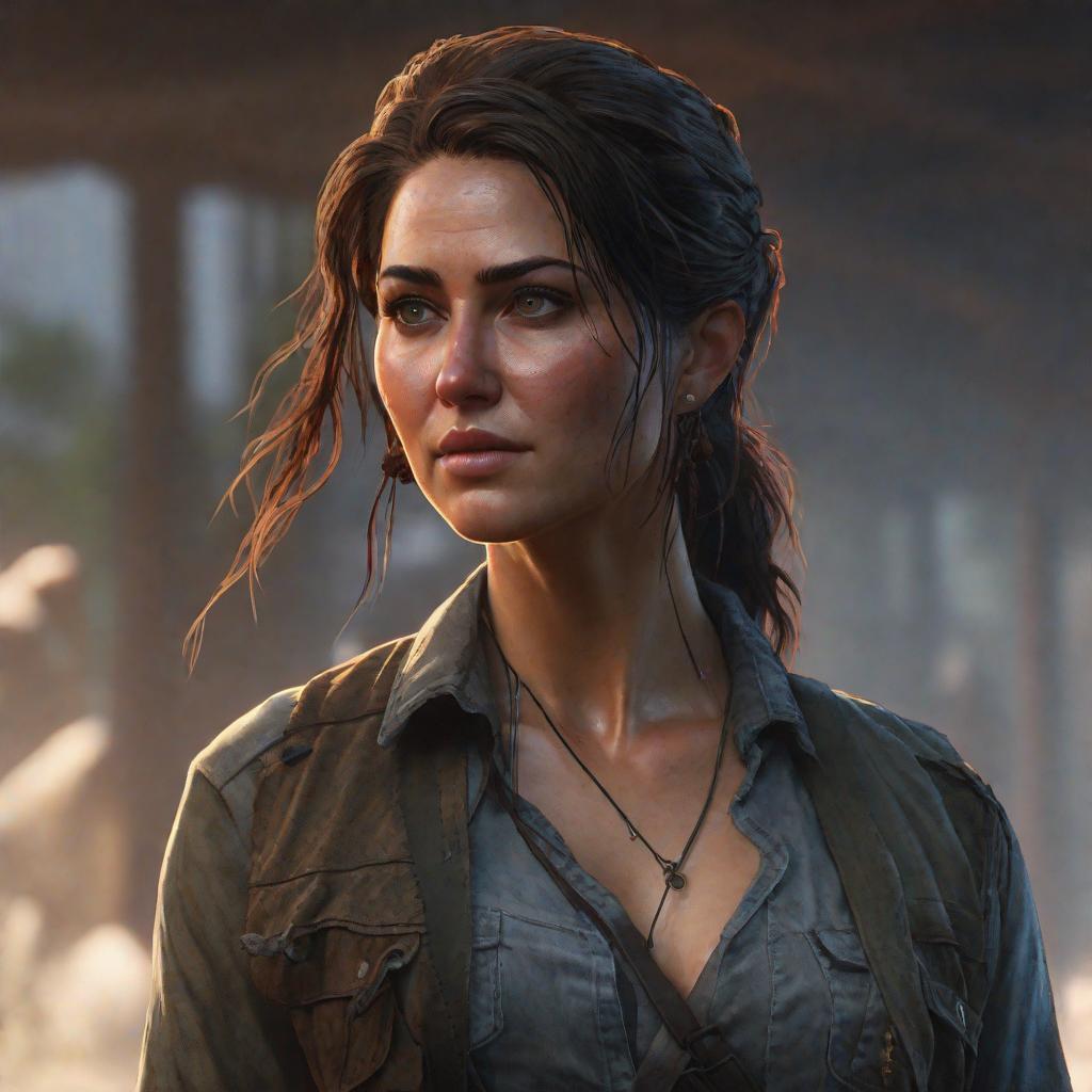  Mujer 26 años, rostro perfecto, piel clara, pecas tenues en la cara , cabello café rojizo lijeramente oscuro y corto, parecida a ellie de the last of us 2, estilo realista, enfocado en el rostro, realistic, portrait, art by donato giancola and greg rutkowski, realistic face, digital art, trending on artstation hyperrealistic, full body, detailed clothing, highly detailed, cinematic lighting, stunningly beautiful, intricate, sharp focus, f/1. 8, 85mm, (centered image composition), (professionally color graded), ((bright soft diffused light)), volumetric fog, trending on instagram, trending on tumblr, HDR 4K, 8K