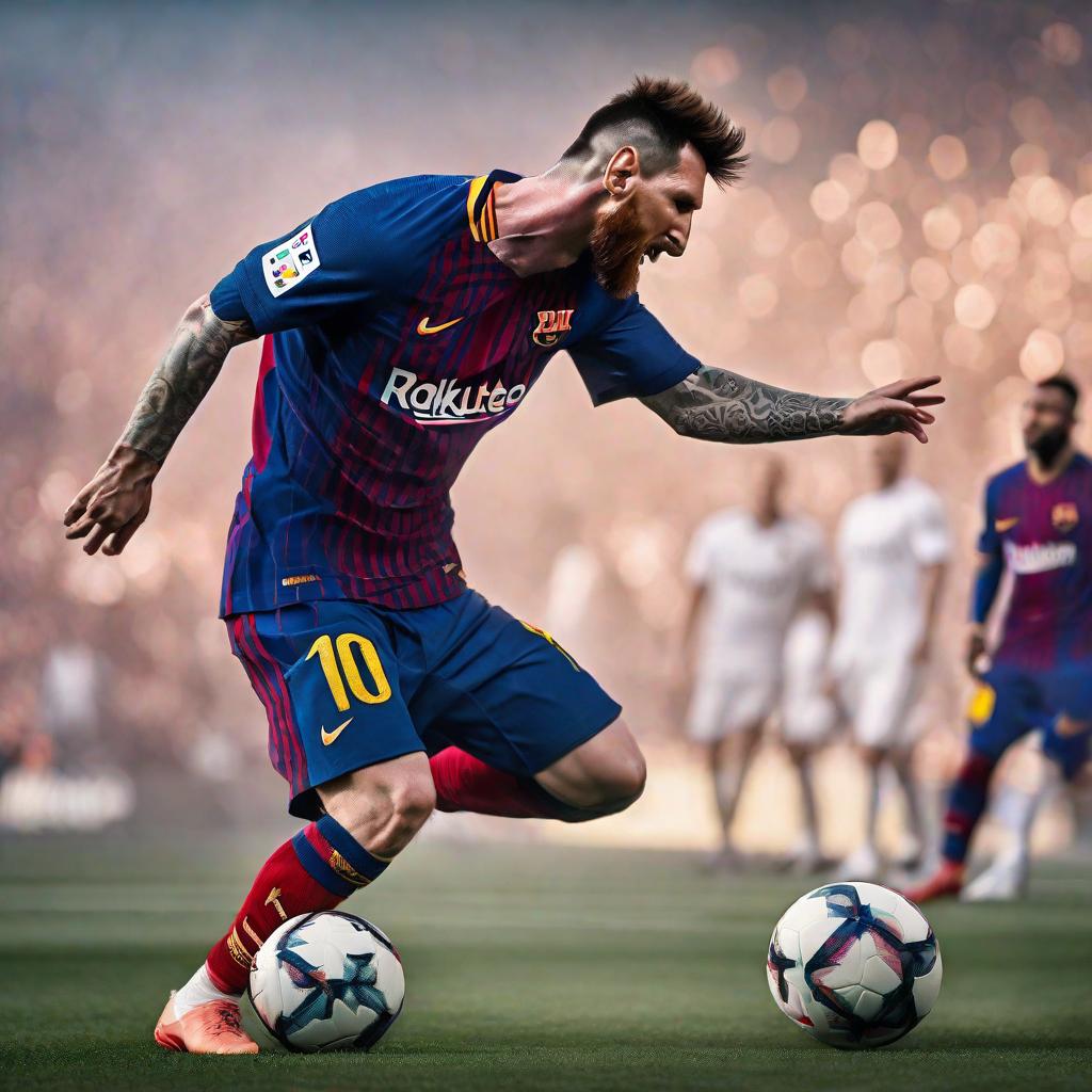  Messi making love hyperrealistic, full body, detailed clothing, highly detailed, cinematic lighting, stunningly beautiful, intricate, sharp focus, f/1. 8, 85mm, (centered image composition), (professionally color graded), ((bright soft diffused light)), volumetric fog, trending on instagram, trending on tumblr, HDR 4K, 8K