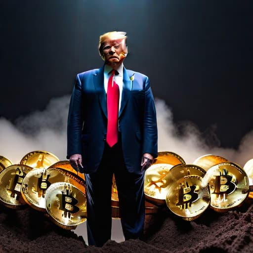  Trump's Pro-Crypto Pivot: Shifting the Bitcoin Landscape hyperrealistic, full body, detailed clothing, highly detailed, cinematic lighting, stunningly beautiful, intricate, sharp focus, f/1. 8, 85mm, (centered image composition), (professionally color graded), ((bright soft diffused light)), volumetric fog, trending on instagram, trending on tumblr, HDR 4K, 8K