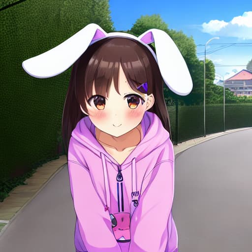  Girls Yumekawa Sickly cute bunny ears hoodie Street Pink Cute